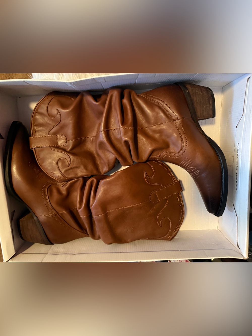 STEVE MADDEN Brown Leather Slouchy Western Heeled Boot. - Picture 5 of 8